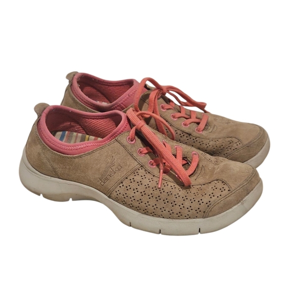 Dansko Elise Women EU 37 US 7 Leather Suede Tan Pink Lace Up Outdoor Sneakers - Picture 1 of 9